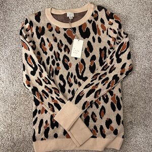 a new day Animal Print Sweater - Tan and Black